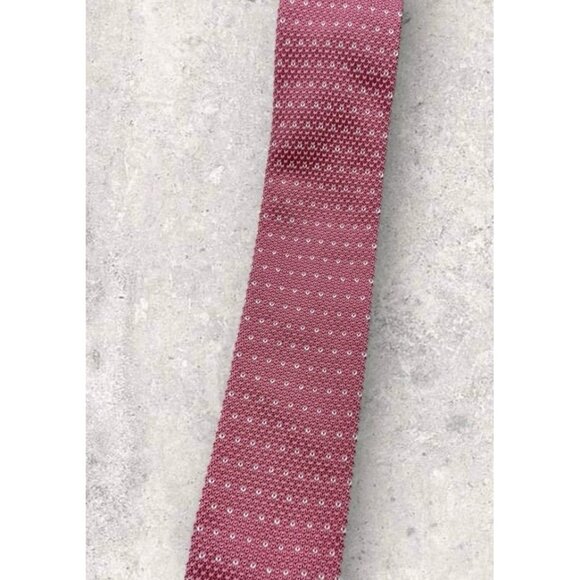 HARRISON BLAKE Polyester Knit Tie Pink Geometric W:2.1" EUC - Picture 5 of 5